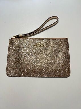 Coach Gold Star Glitter Corner Zip Wristlet